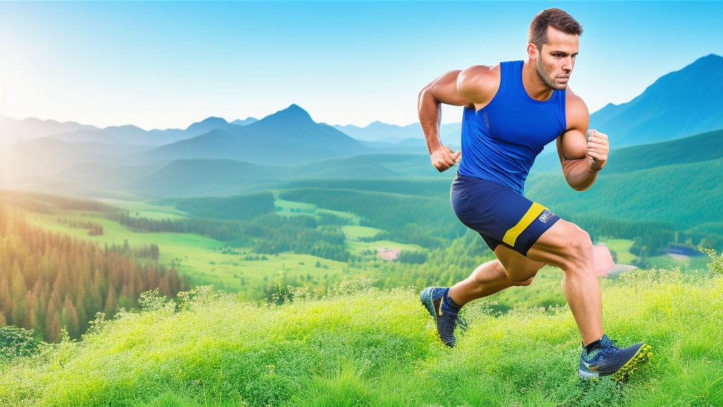 Profi sportoló robusztus sport órát visel intenzív outdoor edzés közben hegyi ösvényen GPS követéssel